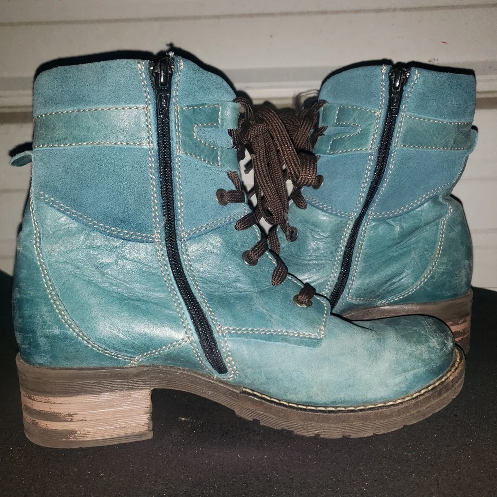 Women's Dromedaris Kara Boot Teal Size 37 combat boots shoes 6.5-7 fit_5